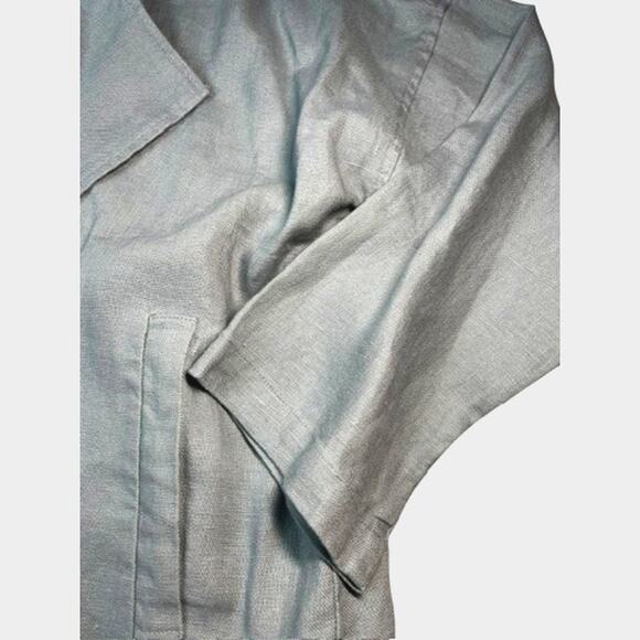Eileen Fisher Organic Linen Dawn Drape Front Jacket |  Size M, Blue NWT $278 - Picture 8 of 10